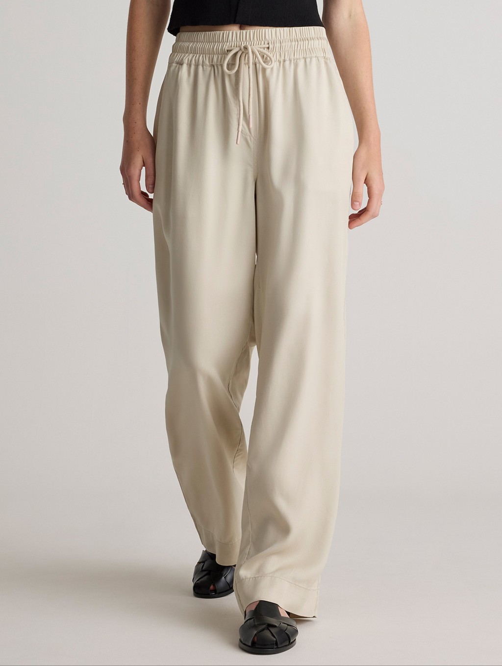 Quince Vintage Wash Tencel Wide Leg Pants In Shale Size Medium